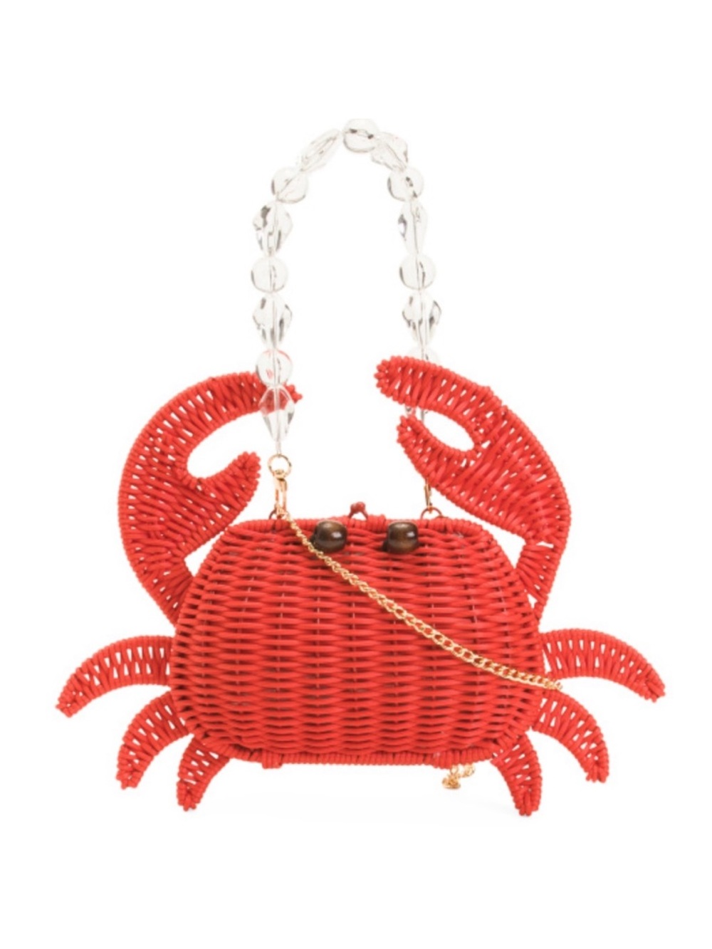 Tommy Bahama VIRAL Crab Red Wicker  Crossbody Bag Beaded Handle & Gold Chain - Picture 11 of 12